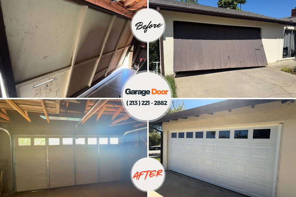 Before and after: garage door repair King Arthur Park, MT